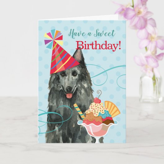 Zoete Birthday Belgium Sheepdog Kaart (Orchidee)