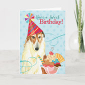 Zoete Birthday Borzoi Kaart (Voorkant)