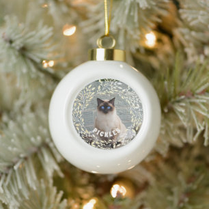 Zoete Bladerige Botanische Krans Huisdier Kat Kers Keramische Bal Ornament