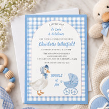 Zoete Blauwe Aquarel Gans Baby Shower