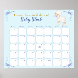 Zoete blauwe Baby shower vervaldatum kalender Poster
