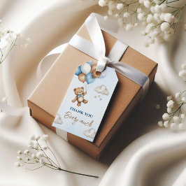 Zoete blauwe beer baby shower cadeaukaart Ballonne Cadeaulabel
