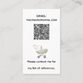 Zoete Blauwe Beer Hart Babysitter QR Code Visitekaartje (Achterkant)