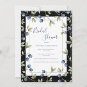 Zoete Blauwe Bessen Elegante Bruidsborrel Kaart (Voorkant)