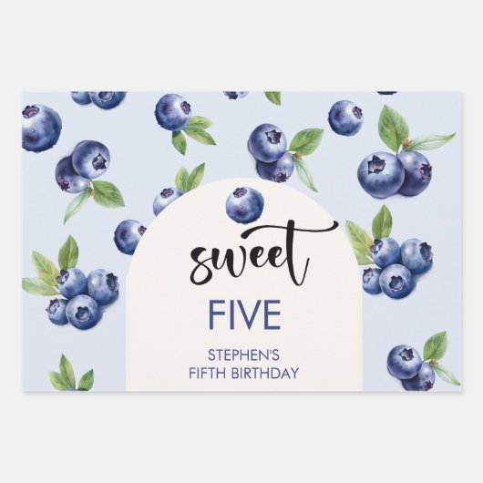Zoete blauwe bessen kinderen verjaardag inpakpapier vel (Voorkant)