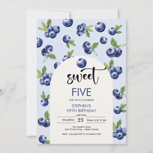 Zoete blauwe bessen kinderen verjaardag kaart (Voorkant)