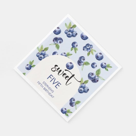 Zoete blauwe bessen kinderen verjaardag servet (Hoek)