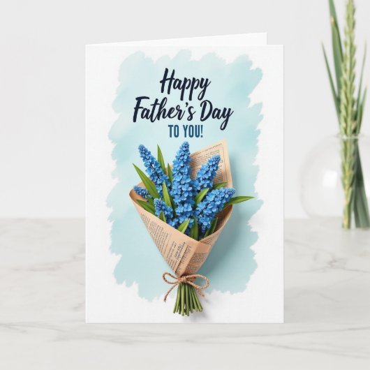 Zoete Blauwe Bloem Vaderdag Kaart (Voorkant)