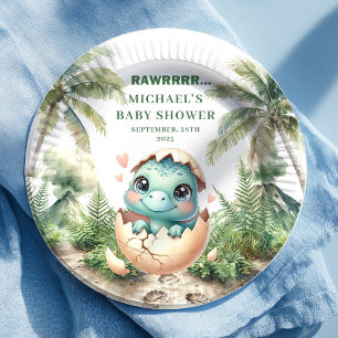 Zoete Blauwe Dino Baby Shower Broedt Binnenkort Bo Papieren Bordje