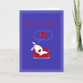 Zoete Blauwe Droom Hond Liefde Kaart (Voorkant)