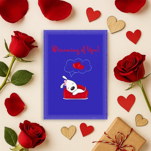 Zoete Blauwe Droom Hond Liefde Kaart