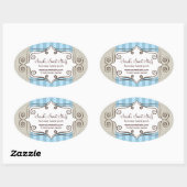 Zoete Blauwe en Polka Dots Ovale Sticker (Vel)
