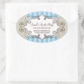Zoete Blauwe en Polka Dots Ovale Sticker (Tas)