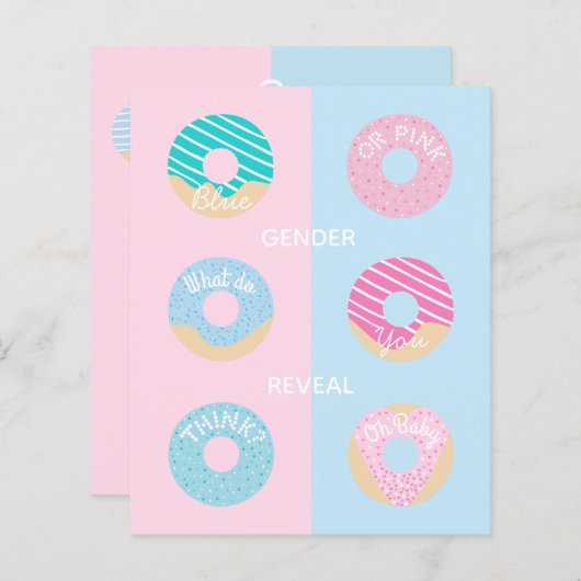 Zoete blauwe en roze donuts baby gender onthullen (Voorkant / Achterkant)
