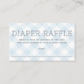 Zoete Blauwe Gingham Jongens Luierspel Baby Shower Informatiekaartje (Voorkant)