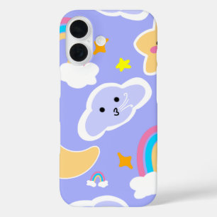 Zoete Blauwe Hemel Regenboog Patroon iPhone 16 Hoesje