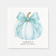 Zoete Blauwe Kleine Pompoen & Strik Baby Shower