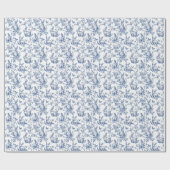 Zoete Blauwe Konijn Franse Toile Cadeaupapier (Vlak)