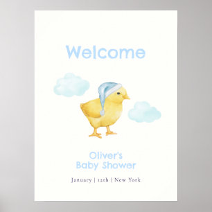 Zoete Blauwe Lucht Kip Baby Shower Welkom Poster