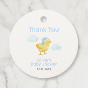 Zoete Blauwe Lucht Witte Wolk Kleine Kip Baby Show Bedankjes Labels
