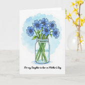 Zoete Blauwe Madelief Moederdag kaart (Gele Bloem)