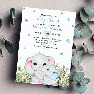 Zoete Blauwe Mammoet Baby Olifant Baby Borrel Kaart