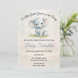 Zoete Blauwe Olifant Jongens Baby Shower Kaart