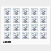 Zoete Blauwe Olifant - Klein Peanut Vierkante Sticker (Vel)