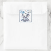 Zoete Blauwe Olifant - Klein Peanut Vierkante Sticker (Tas)
