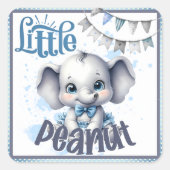 Zoete Blauwe Olifant - Klein Peanut Vierkante Sticker (Voorkant)