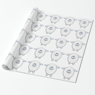 Zoete Blauwe Schaap Baby Shower Cadeaupapier
