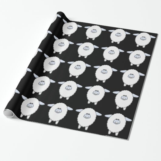 Zoete Blauwe Schaap Babyshower Inpakpapier (Uitgerold)