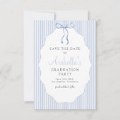 Zoete Blauwe Strik Gebonden Afstudeercadeau Save The Date (Voorkant)