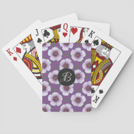 Zoete blauwe tuinbloemen met aangepast monogram pokerkaarten