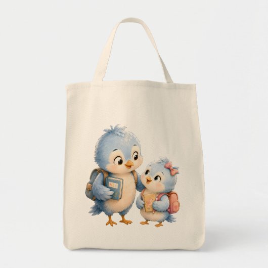 Zoete Blauwe Vogel Broers en Zusters Markt Tas (Voorkant)