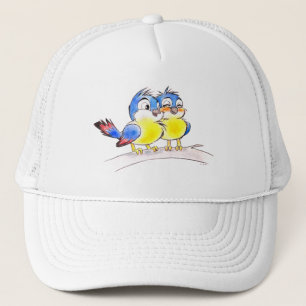 Zoete Blauwe Vogels op een Tak Trucker Pet