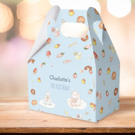 Zoete blauwe waterverf desserts kids birthday bedankdoosjes