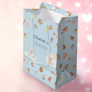 Zoete blauwe waterverf desserts kids birthday medium cadeauzakje