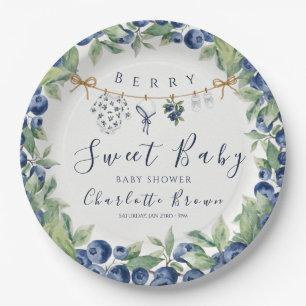 Zoete Blauwebes Babyshower Jongen Papieren Borden Bordje