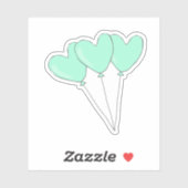 Zoete Blauwgroen Heart Shaped Balloons Sticker (Vel)