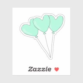 Zoete Blauwgroen Heart Shaped Balloons Sticker