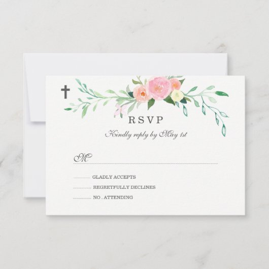 Zoete Bloem Doop RSVP Kaartje (Voorkant)