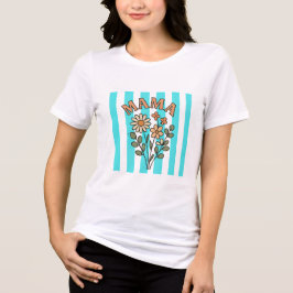 Zoete Bloem "MAMA" Typografie met de Hand Getekend Tri-Blend Shirt