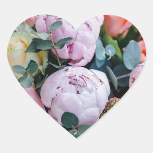 Zoete bloemboeket hartvormige sticker (Voorkant)