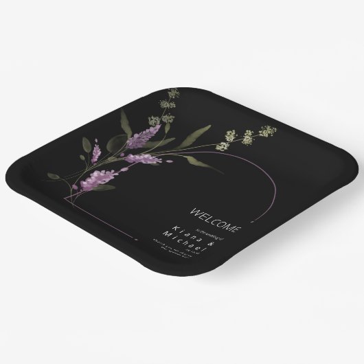 Zoete Bloemboog Trouw Welkom Lila ID998 Papieren Bordje (Gebogen)