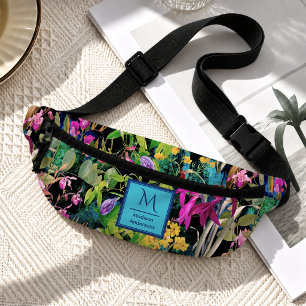 Zoete bloemen bladeren kleurrijk monogram patroon heuptasje