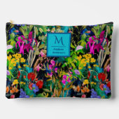 Zoete bloemen bladeren kleurrijke monogram patroon etui (Voorkant)