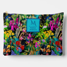 Zoete bloemen bladeren kleurrijke monogram patroon etui