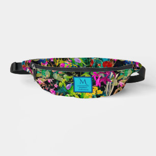 Zoete bloemen bladeren kleurrijke monogram patroon heuptasje