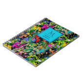 Zoete bloemen bladeren kleurrijke monogram patroon notitieboek (Linkerzijde)